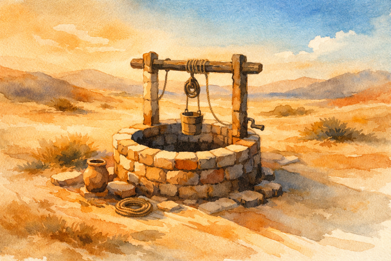 Ancient well in desert
